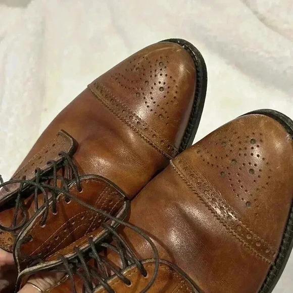 Allen Edmonds Sanford Oxford Dress Shoes‎ Cognac Brown Men's 8.5 E 5347 Cap Toe - Picture 3 of 7